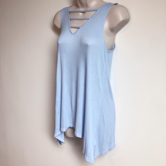 🆕 Asymmetrical ladder front ribbed tank top small - Picture 1 of 8